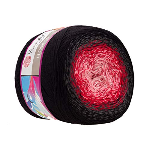 Yarn Art YarnArt Blumengarn, 55 % Baumwolle, 45 % Acryl, 250 g, mehrfarbiges Baumwollgarn, Regenbogen-Häkelgarn, Frühling, Sommer, 1 feiner Sportknäuel (282) von Yarn Art