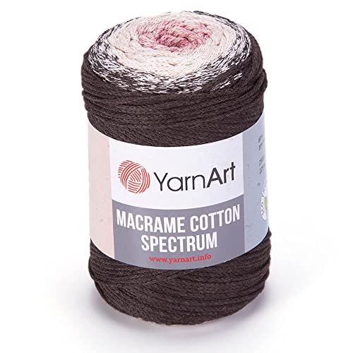 Yarn Art YarnArt Makramee-Baumwoll-Spektrum, Makramee-Schnur, 250 g, 246 m, 80 % Baumwolle, Makramee-Seil, mehrfarbig, Makramee-Garn, Gewicht Kammgarn – Aran(4) (1302) von Yarn Art