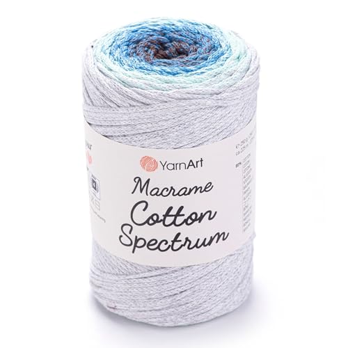 Yarn Art YarnArt Makramee-Baumwoll-Spektrum, Makramee-Schnur, 250 g, 246 m, 80% Baumwolle, Makramee-Seil, mehrfarbig, Makramee-Garn, Gewicht Kammgarn – Aran(4) (1304) von Yarn Art