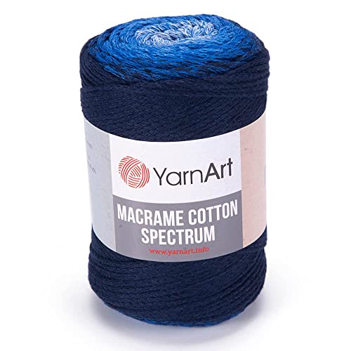 Yarn Art YarnArt Makramee-Baumwoll-Spektrum, Makramee-Schnur, 250 g, 246 m, 80 % Baumwolle, Makramee-Seil, mehrfarbig, Makramee-Garn, Gewicht Kammgarn – Aran(4) (1324) von Yarn Art
