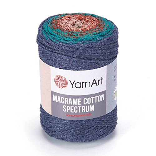 Yarn Art YarnArt Makramee-Baumwoll-Spektrum, Makramee-Schnur, 250 g, 246 m, 80 % Baumwolle, Makramee-Seil, mehrfarbig, Makramee-Garn, Gewicht Kammgarn – Aran(4) (1327) von Yarn Art