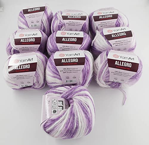 YarnArt Allegro Batik Garn Baumwollgarn Wolle 500g 1450m/500g 10x50g Yarnarts (743) von Yarn Art