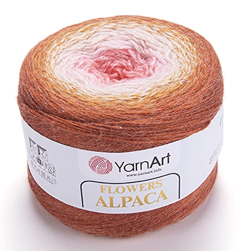 YarnArt Alpaka-Strickgarn, 20% Alpaka, 80% Acryl, 250 g, 1028 m, mehrfarbiges Regenbogen-Häkelgarn, Faall- und Wintergarn, feines 2-Sport-Garn (414) von Yarn Art
