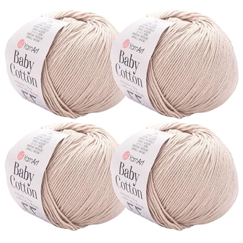YarnArt Baby-Baumwollgarn, 4er-Pack, weiches Strickgarn für Baby und Sommer, 50 % Baumwolle, 50 % Acryl, je 50 g, 180 Yds/Knäuel, ideal für Amigurumi- und Häkelprojekte (403) von Yarn Art
