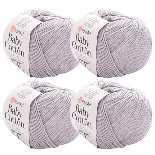 YarnArt Baby-Baumwollgarn, 4er-Pack, weiches Strickgarn für Baby und Sommer, 50 % Baumwolle, 50 % Acryl, je 50 g, 180 Yds/Knäuel, ideal für Amigurumi- und Häkelprojekte (406) von Yarn Art