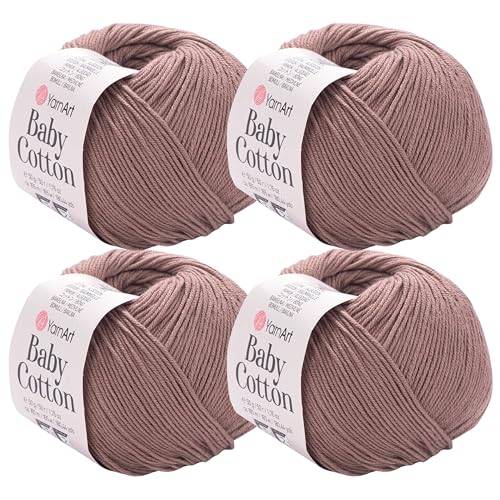 YarnArt Baby-Baumwollgarn, 4er-Pack, weiches Strickgarn für Baby und Sommer, 50 % Baumwolle, 50 % Acryl, je 50 g, 180 Yds/Knäuel, ideal für Amigurumi- und Häkelprojekte (407) von Yarn Art