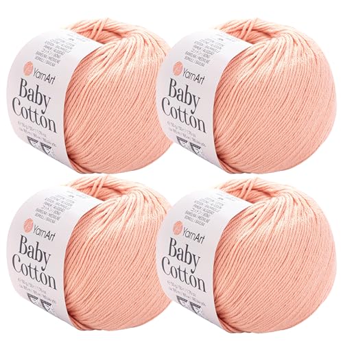 YarnArt Baby-Baumwollgarn, 4er-Pack, weiches Strickgarn für Baby und Sommer, 50 % Baumwolle, 50 % Acryl, je 50 g, 180 Yds/Knäuel, ideal für Amigurumi- und Häkelprojekte (412) von Yarn Art