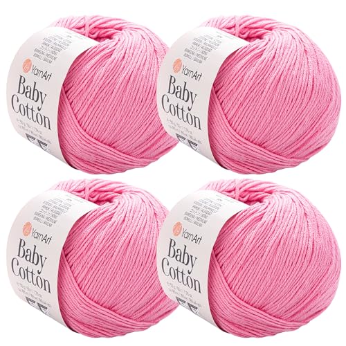 YarnArt Baby-Baumwollgarn, 4er-Pack, weiches Strickgarn für Baby und Sommer, 50 % Baumwolle, 50 % Acryl, je 50 g, 180 Yds/Knäuel, ideal für Amigurumi- und Häkelprojekte (414) von Yarn Art