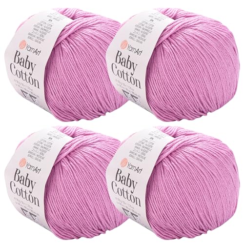 YarnArt Baby-Baumwollgarn, 4er-Pack, weiches Strickgarn für Baby und Sommer, 50 % Baumwolle, 50 % Acryl, je 50 g, 180 Yds/Knäuel, ideal für Amigurumi- und Häkelprojekte (415) von Yarn Art