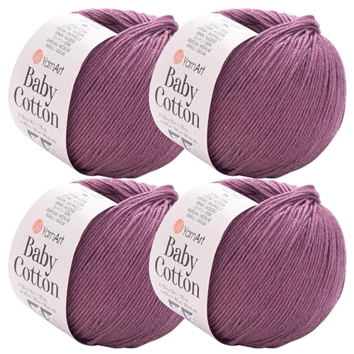 YarnArt Baby-Baumwollgarn, 4er-Pack, weiches Strickgarn für Baby und Sommer, 50 % Baumwolle, 50 % Acryl, je 50 g, 180 Yds/Knäuel, ideal für Amigurumi- und Häkelprojekte (419) von Yarn Art