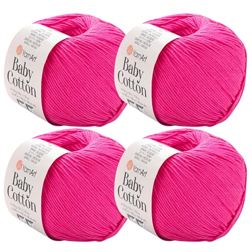 YarnArt Baby-Baumwollgarn, 4er-Pack, weiches Strickgarn für Baby und Sommer, 50 % Baumwolle, 50 % Acryl, je 50 g, 180 Yds/Knäuel, ideal für Amigurumi- und Häkelprojekte (422) von Yarn Art