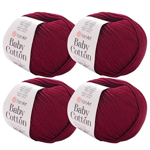 YarnArt Baby-Baumwollgarn, 4er-Pack, weiches Strickgarn für Baby und Sommer, 50 % Baumwolle, 50 % Acryl, je 50 g, 180 Yds/Knäuel, ideal für Amigurumi- und Häkelprojekte (428) von Yarn Art