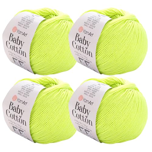 YarnArt Baby-Baumwollgarn, 4er-Pack, weiches Strickgarn für Baby und Sommer, 50 % Baumwolle, 50 % Acryl, je 50 g, 180 Yds/Knäuel, ideal für Amigurumi- und Häkelprojekte (430) von Yarn Art