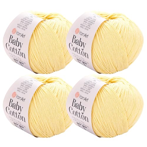 YarnArt Baby-Baumwollgarn, 4er-Pack, weiches Strickgarn für Baby und Sommer, 50 % Baumwolle, 50 % Acryl, je 50 g, 180 Yds/Knäuel, ideal für Amigurumi- und Häkelprojekte (431) von Yarn Art