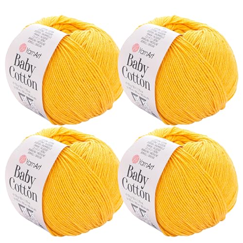 YarnArt Baby-Baumwollgarn, 4er-Pack, weiches Strickgarn für Baby und Sommer, 50 % Baumwolle, 50 % Acryl, je 50 g, 180 Yds/Knäuel, ideal für Amigurumi- und Häkelprojekte (432) von Yarn Art