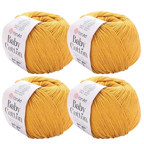 YarnArt Baby-Baumwollgarn, 4er-Pack, weiches Strickgarn für Baby und Sommer, 50 % Baumwolle, 50 % Acryl, je 50 g, 180 Yds/Knäuel, ideal für Amigurumi- und Häkelprojekte (433) von Yarn Art
