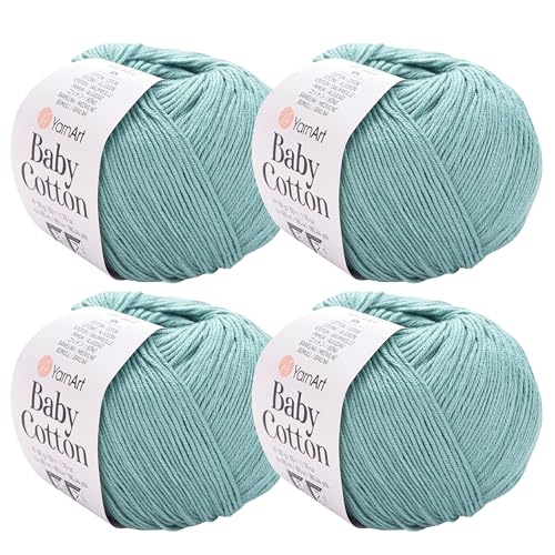 YarnArt Baby-Baumwollgarn, 4er-Pack, weiches Strickgarn für Baby und Sommer, 50 % Baumwolle, 50 % Acryl, je 50 g, 180 Yds/Knäuel, ideal für Amigurumi- und Häkelprojekte (439) von Yarn Art