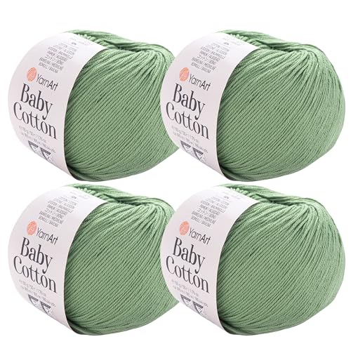 YarnArt Baby-Baumwollgarn, 4er-Pack, weiches Strickgarn für Baby und Sommer, 50 % Baumwolle, 50 % Acryl, je 50 g, 180 Yds/Knäuel, ideal für Amigurumi- und Häkelprojekte (440) von Yarn Art