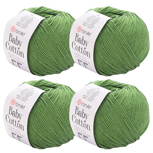 YarnArt Baby-Baumwollgarn, 4er-Pack, weiches Strickgarn für Baby und Sommer, 50 % Baumwolle, 50 % Acryl, je 50 g, 180 Yds/Knäuel, ideal für Amigurumi- und Häkelprojekte (441) von Yarn Art