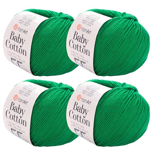 YarnArt Baby-Baumwollgarn, 4er-Pack, weiches Strickgarn für Baby und Sommer, 50 % Baumwolle, 50 % Acryl, je 50 g, 180 Yds/Knäuel, ideal für Amigurumi- und Häkelprojekte (442) von Yarn Art