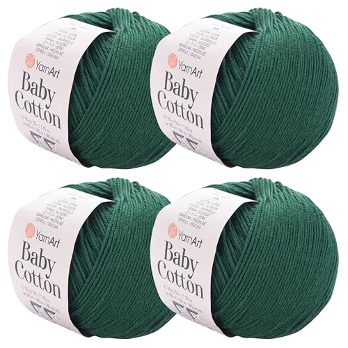 YarnArt Baby-Baumwollgarn, 4er-Pack, weiches Strickgarn für Baby und Sommer, 50 % Baumwolle, 50 % Acryl, je 50 g, 180 Yds/Knäuel, ideal für Amigurumi- und Häkelprojekte (444) von Yarn Art
