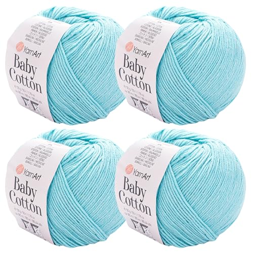 YarnArt Baby-Baumwollgarn, 4er-Pack, weiches Strickgarn für Baby und Sommer, 50 % Baumwolle, 50 % Acryl, je 50 g, 180 Yds/Knäuel, ideal für Amigurumi- und Häkelprojekte (446) von Yarn Art