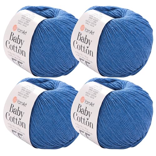 YarnArt Baby-Baumwollgarn, 4er-Pack, weiches Strickgarn für Baby und Sommer, 50 % Baumwolle, 50 % Acryl, je 50 g, 180 Yds/Knäuel, ideal für Amigurumi- und Häkelprojekte (447) von Yarn Art