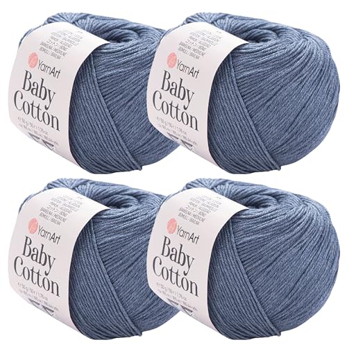 YarnArt Baby-Baumwollgarn, 4er-Pack, weiches Strickgarn für Baby und Sommer, 50 % Baumwolle, 50 % Acryl, je 50 g, 180 Yds/Knäuel, ideal für Amigurumi- und Häkelprojekte (453) von Yarn Art