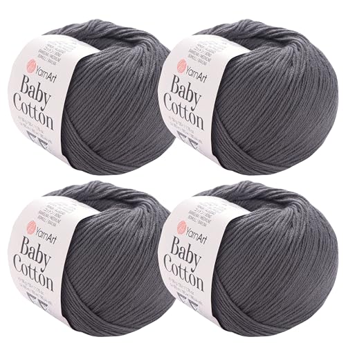 YarnArt Baby-Baumwollgarn, 4er-Pack, weiches Strickgarn für Baby und Sommer, 50 % Baumwolle, 50 % Acryl, je 50 g, 180 Yds/Knäuel, ideal für Amigurumi- und Häkelprojekte (454) von Yarn Art