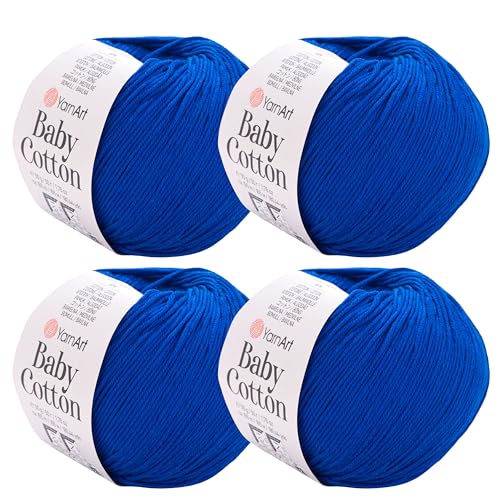 YarnArt Baby-Baumwollgarn, 4er-Pack, weiches Strickgarn für Baby und Sommer, 50 % Baumwolle, 50 % Acryl, je 50 g, 180 Yds/Knäuel, ideal für Amigurumi- und Häkelprojekte (456) von Yarn Art