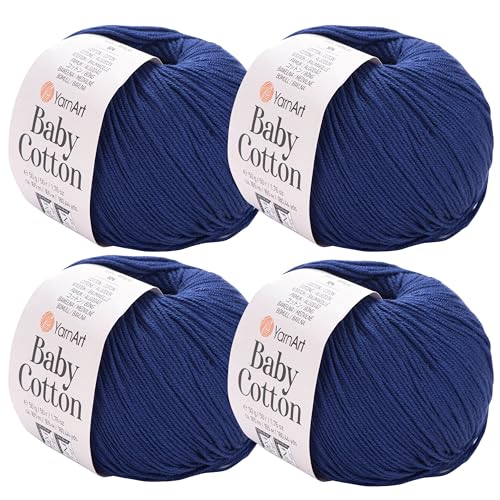 YarnArt Baby-Baumwollgarn, 4er-Pack, weiches Strickgarn für Baby und Sommer, 50 % Baumwolle, 50 % Acryl, je 50 g, 180 Yds/Knäuel, ideal für Amigurumi- und Häkelprojekte (459) von Yarn Art