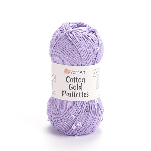 YarnArt Baumwoll-Pailletten, leichtes funkelndes Garn mit Pailletten, 50 g, 140 m, 82 % Baumwolle, 18 % Polyester, weiches und glänzendes Garn für Strick- und Häkelprojekte (7116) von Yarn Art