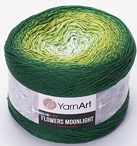 YarnArt Blumen Moonlight Glitter Baumwollgarn, Gewicht 260 g, Länge 900 m, Regenbogenhäkeln, metallischer Lurex, handgestrickt, glänzend, silberner Kuchen, mehrfarbige Baumwolle, Regenbogenhäkeln YarnArt Blumen Moonlight Glitter Baumwollgarn, Gewicht 260 g, Länge 900 m, Regenbogenhäkeln, metallischer Lurex, handgestrickt, glänzend, silberner Kuchen, mehrfarbige Baumwolle, Regenbogenhäkeln von Yarn Art