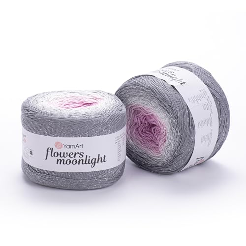 YarnArt Blumen Moonlight Glitter Baumwollgarn, weich, Regenbogen-Häkeln, metallisches Lurex, handgestrickt, glänzend, silberfarbener Kuchen, mehrfarbige Baumwolle, Länge 1000 cm, 2 Sport-Garn (3293) YarnArt Blumen Moonlight Glitter Baumwollgarn, weich, Regenbogen-Häkeln, metallisches Lurex, handgestrickt, glänzend, silberfarbener Kuchen, mehrfarbige Baumwolle, Länge 1000 cm, 2 Sport-Garn (3293) von Yarn Art