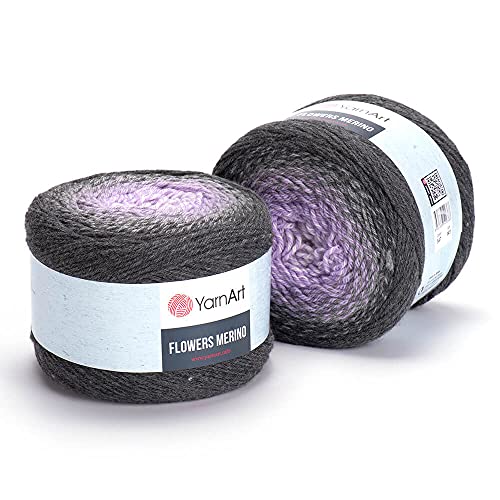 YarnArt Blumen-Strickgarn aus Merinowolle, Acrylgarn, flauschiges Texturgarn mit warmen und Regenbogenfarben für Herbst – Winterprojekte, leicht (3), 225 g, 645 m (1 Stück) (547) von Yarn Art