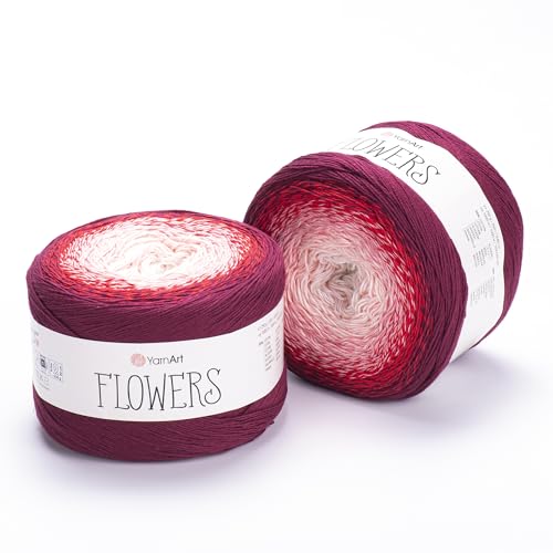 YarnArt Blumengarn, 55% Baumwolle, 45% Acryl, 250 g, 1094 m, mehrfarbiges Baumwollgarn, Regenbogen-Häkelgarn, Frühling, Sommer 2 Sportgarn (269) von Yarn Art