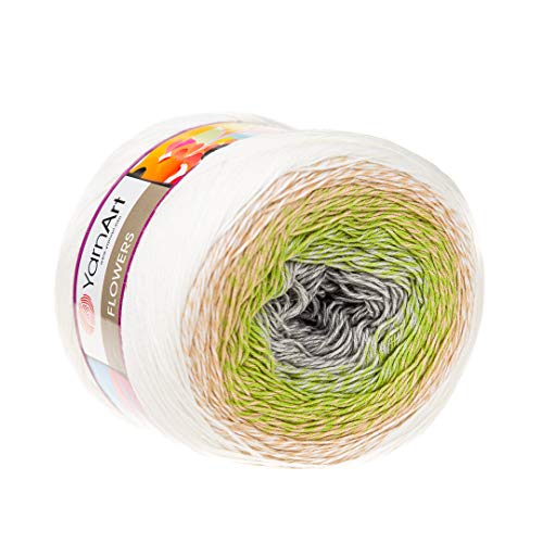 Yarn Art YarnArt Blumengarn, 55 % Baumwolle, 45 % Acryl, 250 g, mehrfarbiges Baumwollgarn, Regenbogen-Häkelgarn, Frühling, Sommer, 1 feiner Sportknäuel (274) von Yarn Art