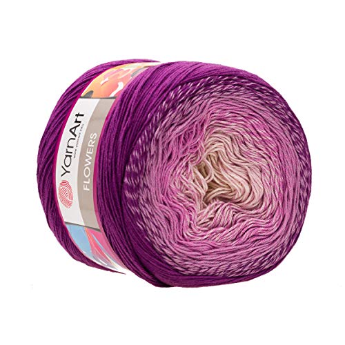 Yarn Art YarnArt Blumengarn, 55 % Baumwolle, 45 % Acryl, 250 g, mehrfarbiges Baumwollgarn, Regenbogen-Häkelgarn, Frühling, Sommer, 1 feiner Sportknäuel (290) von Yarn Art