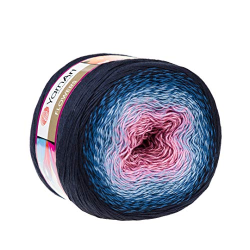 Yarn Art YarnArt Blumengarn, 55% Baumwolle, 45% Acryl, 250 g, mehrfarbiges Baumwollgarn, Regenbogen-Häkelgarn, Frühling, Sommer, 1 feiner Sportknäuel (273) von Yarn Art