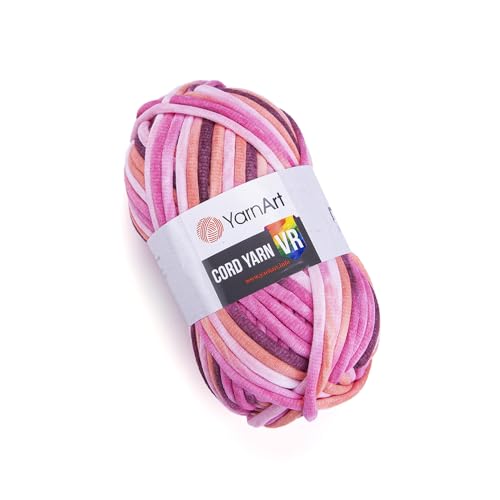 YarnArt Cord Rainbow Garn – Baumwoll-Polyester-Häkel- und Strickgarn – Heimdekorationsgarn für Körbe, Fußmatten, Teppiche, Supla, Kissen, Decken, Taschen, super sperrig #6 (1 Knäuel) (911) von Yarn Art