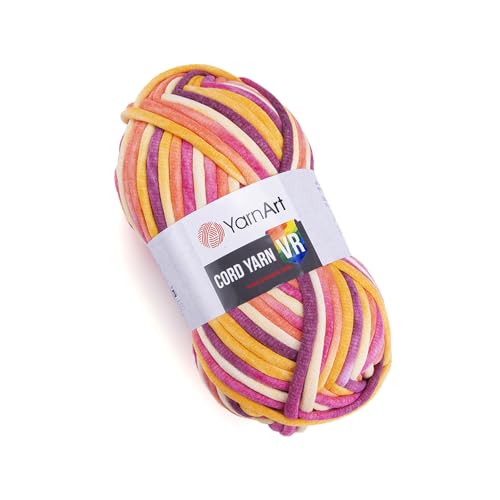 YarnArt Cord Rainbow Garn – Baumwoll-Polyester-Häkel- und Strickgarn – Heimdekorationsgarn für Körbe, Fußmatten, Teppiche, Supla, Kissen, Decken, Taschen, super sperrig #6 (1 Knäuel) (912) von Yarn Art