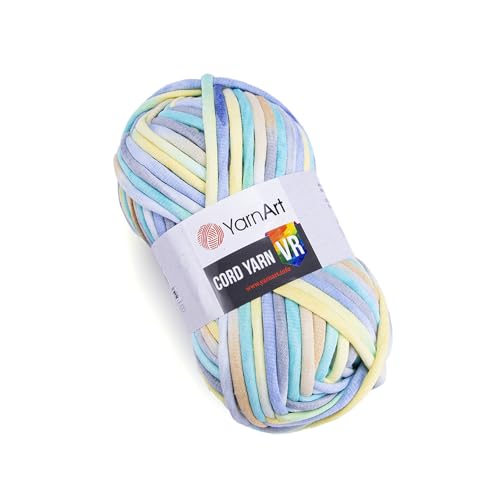 YarnArt Cord Rainbow Garn – Baumwoll-Polyester-Häkel- und Strickgarn – Heimdekorationsgarn für Körbe, Fußmatten, Teppiche, Supla, Kissen, Decken, Taschen, super sperrig #6 (1 Knäuel) (924) von Yarn Art
