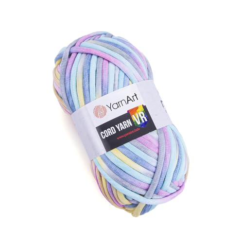 YarnArt Cord Rainbow Garn – Baumwoll-Polyester-Häkel- und Strickgarn – Heimdekorationsgarn für Körbe, Fußmatten, Teppiche, Supla, Kissen, Decken, Taschen, super sperrig #6 (1 Knäuel) (929) von Yarn Art