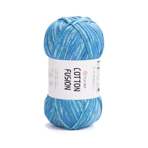 YarnArt Cotton Fusion 3641 Baumwollgarn zum Stricken und Häkeln, weiches und leichtes Sommergarn, 100 g, 225 m, ideal für Accessoires und DIY-Projekte von Yarn Art
