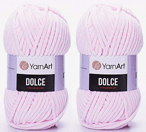 YarnArt Dolce-Garn, 100 % Mikro-Polyester, 2 Stück, 260 Meter, 2 x 100 g, super sperrig: 6 Baby-Chenille-Garn (750 Rosa) von Yarn Art