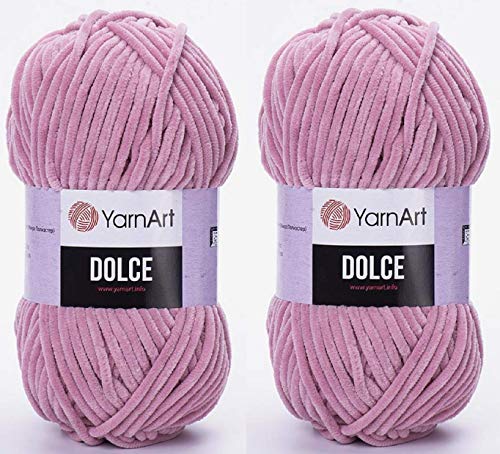 YarnArt Dolce-Garn, 100 % Micropolyester, 2 Knäuel, 2 x 100 g, Super Bulky :6 Baby-Chenille-Garn (769 Dark Pink) von Yarn Art