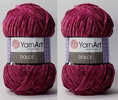 YarnArt Dolce-Garn, 100 % Mikro-Polyester, 2 Stück, 264 Meter, 2 x 100 g, super sperrig: 6 Baby-Chenille-Garn (766 Violett) von Yarn Art