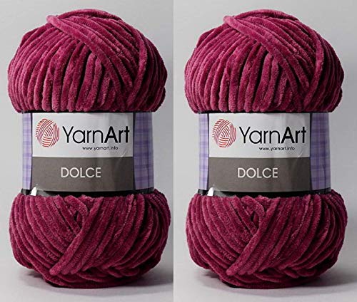 YarnArt Dolce-Garn, 100 % Mikro-Polyester, 2 Stück, 264 Meter, 2 x 100 g, super sperrig: 6 Baby-Chenille-Garn (766 Violett) von Yarn Art