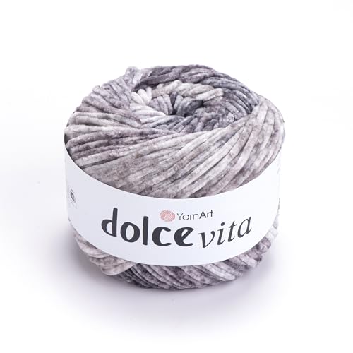 YarnArt Dolce Vita Garn, 100 % Micro-Polyester, weiches Chenille-Garn zum Stricken und Häkeln, 150 g, 260 m, mittleres Gewicht, ideal für Plüschtiere, Decken und gemütliche Projekte (3401) von Yarn Art