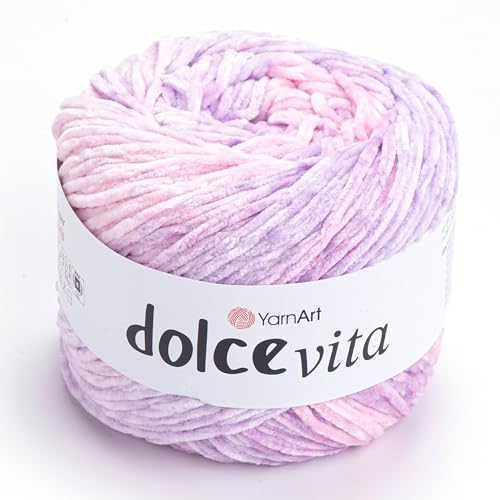 YarnArt Dolce Vita Garn, 100 % Micro-Polyester, weiches Chenille-Garn zum Stricken und Häkeln, 150 g, 260 m, mittleres Gewicht, ideal für Plüschtiere, Decken und gemütliche Projekte (3403) von Yarn Art